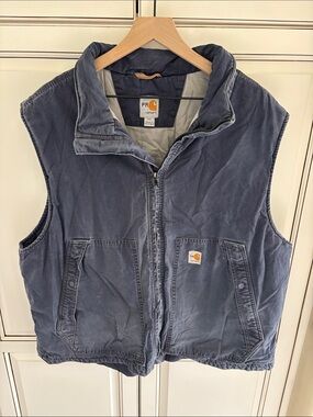 Carhartt FR Zip Vest Jacket Cat 3 Flame Resistant 103387 Lined‎ Blue Mens 2XL